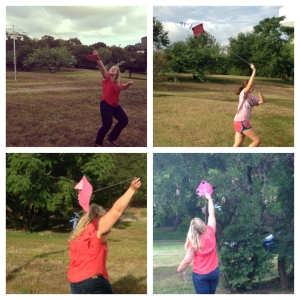 Here is the simple diamond kites. The top right picture actually looks like it is flying, which is exciting. The other pictures are "fail" pics and the last picture is me trying to put the kite in the tree to help get it off the ground when we started flying it. 